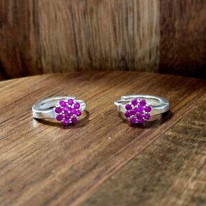 Sterling Silver Pink Zircon Huggie Earrings – Petite & Playful 💕